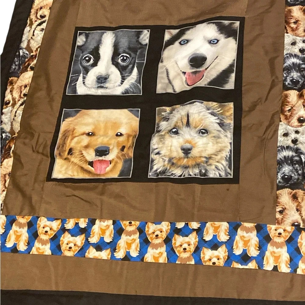 Cozy Dog-Themed Blanket - Brown and Multicolor